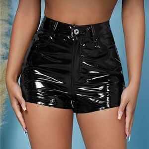 Black Glossy Women's Shorts